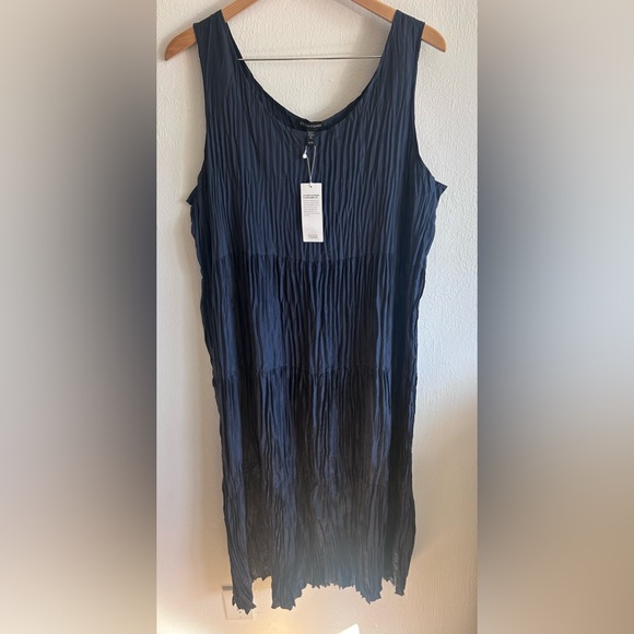 Eileen Fisher Tiered Pleated Silk Midi Dress NWT size XL - Picture 2 of 5